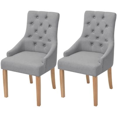 vidaXL - Eetkamerstoelen - 2 - st - stof - lichtgrijs
