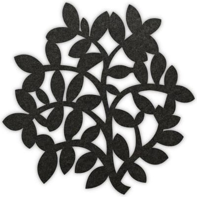 Takjes en bladeren vilt onderzetter - Zwart - 6 stuks - ø 10 cm - Tafeldecoratie - Glas onderzetter - Cadeau - Woondecoratie - Woonkamer - Tafelbescherming - Onderzetters Voor Glazen - Keukenbenodigdheden - Woonaccessoires - Tafelaccessoires