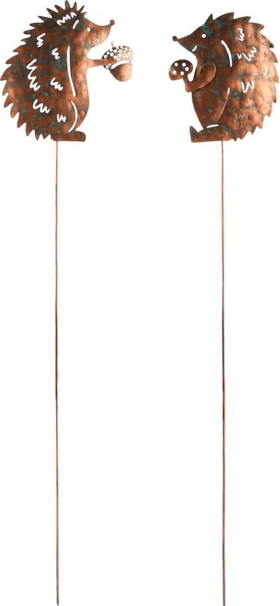 Dekoratief | Stick m/egel, roest, metaal, 10x1x45cm, set van 2 stuks | A245216