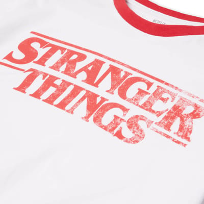 Stranger Things Vintage Logo Unisex Ringer T-Shirt - White/Red - S