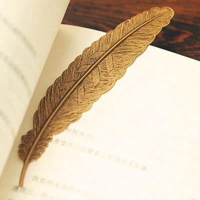 Finnacle - Boekenlegger Veer - Bronskleurig - Metaal - Het perfecte bedankt cadeautje - Kleine geluksbrenger