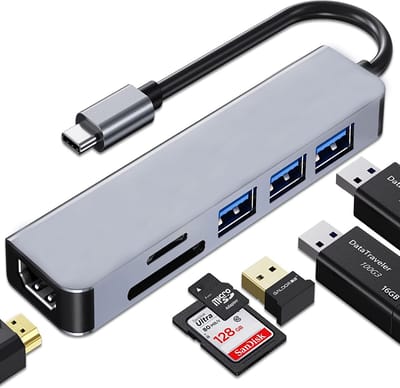 USB C Hub - USB C Adapter - USB C Hub HDMI 2.1 4K Ultra HD - USB 3.0 naar USB C - SD Kaart lezer - Gold Plated - High Speed