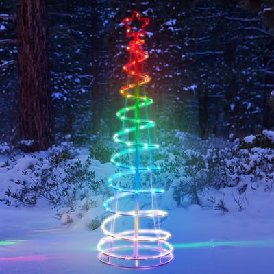 LED Spiral Kerstverlichting - RGB Kerstboom 1.8M - 135 LEDs - met Afstandsbediening en Timer - 12 Modes - Binnen & Buiten - voor Kerst, Feest & Huisdecoratie - Vouwend