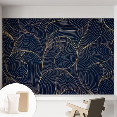 Coloray Behang - Golvend motief Wanddecoratie - 152x104 cm - Marine Behang - Voor mensen die moderne en artistieke ontwerpen waarderen - Behang Voor de woonkamer, voor het kantoor, voor de slaapkamer - Vliesbehang Abstractie