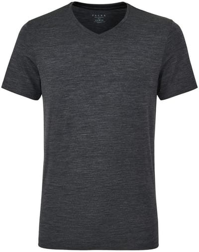 FALKE Daily ClimaWool V Neck sneldrogend wol lyocell top van onderlaag heren grijs - maat S