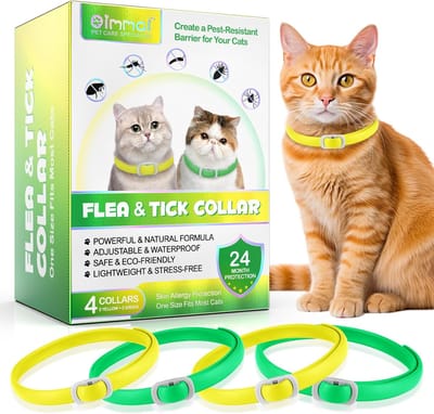 Halsband Kat 4 stuks – Kattenhalsband Natuurlijk – Waterbestendig – Verstelbaar – Geschikt voor Alle Kattenrassen – Groen/Geel