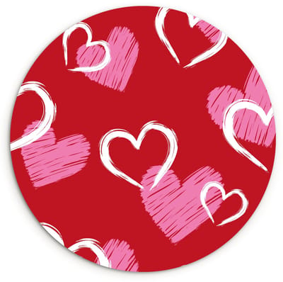 WallCircle® Wandcirkel 120x120 cm - Muurcirkel Patroon - Hartjes - Roze - Valentijn - Muurdecoratie woonkamer - Wanddecoratie slaapkamer - Kamer decoratie accessoires - Ronde schilderijen XXL