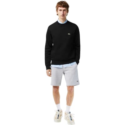 Lacoste Heren Sweatshirt met Geborduurd Logo Fleece Crew Hals (Zwart)