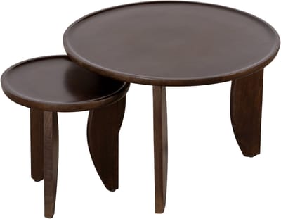 Lewis & Loft Salontafel Luuk - FSC® mangohout - Rond - Walnoot bruin - Set van 2