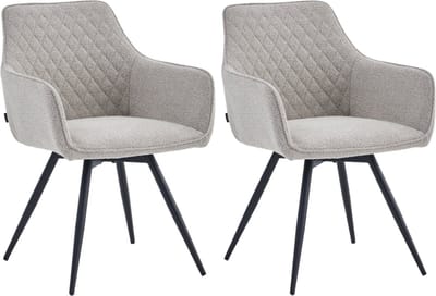 Colenis® - Sierra Eetkamerstoel - Set Van 2 - Beige - Bouclé Stof - Design - Draaibaar - 360°