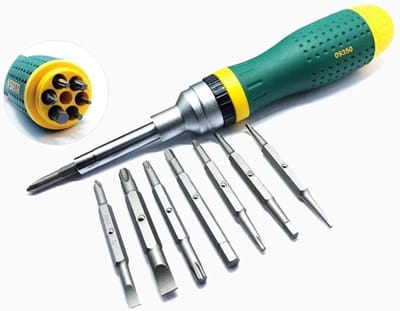 Ratel Schroevendraaier Set - Handgereedschap Kit - Huishoud Reparatie - 12-in-1 Functie - Met Verlengstuk - Grijs