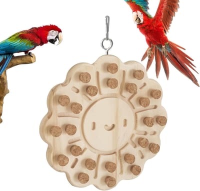 Vogel speelgoed - Kurk hout - Snavel slijpen - Natuurlijk materiaal - 15x8.7x2.8 cm - Houtkleur