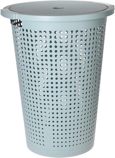 Wasmand met Deksel - Wasbak Kleding Opslag - Wasgoed Opbergen - Luchtgaten voor Ventilatie - 38 Liter - Blauwgroen