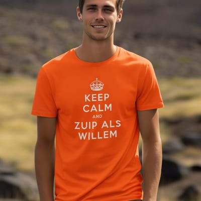 Oranje Koningsdag T-shirt - Maat XS - Keep Calm And Zuip Als Willem - Heren Feestkleding & Carnavalskleding