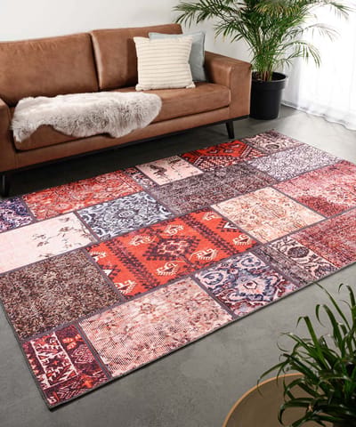 Patchwork vloerkleed - Fade No.1 rood/multi 140x200