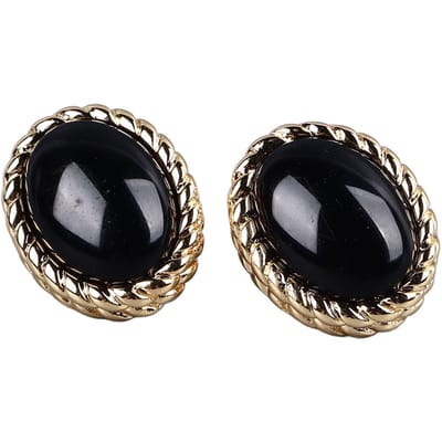 Vintage Agaat Oorknopjes Koper Plating 18k Goud Zwarte Agaat Oorknopjes Exquise Oorbellen voor Vrouwen black