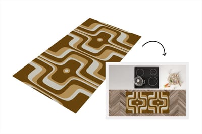 Keukenloper 120x60 cm - Keukenmat vinyl Retro - Design - Bruin - Keukenmatten loper - Keuken vloerkleed tapijt