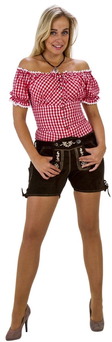 Oktoberfest Lederhose Dames Leder Kort - Bruin - Maat 40