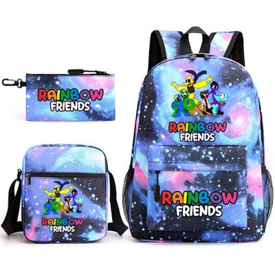 Rainbow Friends Omringende Rugzak Basisschoolleerling Sterrenhemel Schooltas Driesets as the picture