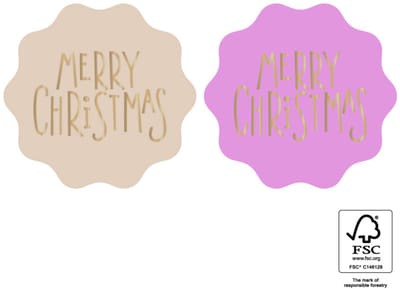 15x sticker merry christmas - Beige Pink - kerst