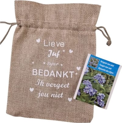 Vergeet-mij-nietjes zaadjes voor de juf - Lieve juf, super bedankt ik vergeet jou niet - Bloemenzaad
