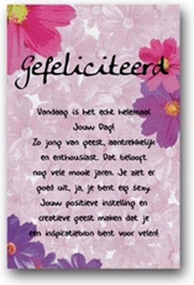Canvas Wenskaart - Schilderij kaart - Felicitatie kaart met tekst - Gefeliciteerd - 1 stuk - 11 x 17 cm