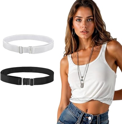 Elastische plooiband voor dames, verstelbare lichtgewicht cropping riem, ideaal voor yoga, fitness en sportactiviteiten - 2 stuks