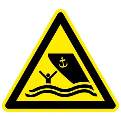 Waarschuwingsbord vaargebied - kunststof - W058 300 mm