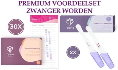 Ovulatietest 30x Dipstick en Zwangerschapstest Midsteam 2x Vroeg - Ovulatiekalender - Telano Premium Voordeelpakket