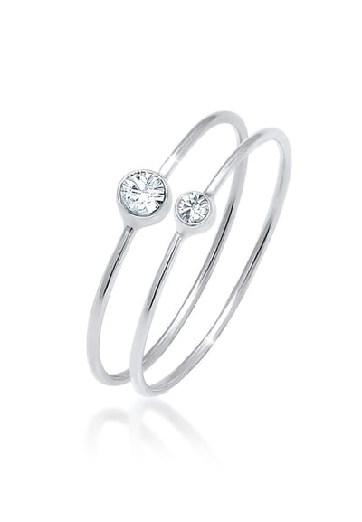 Elli - Ring - Dames Set Elegant Basis met Kristallen in 925 Sterling Zilver - Dames