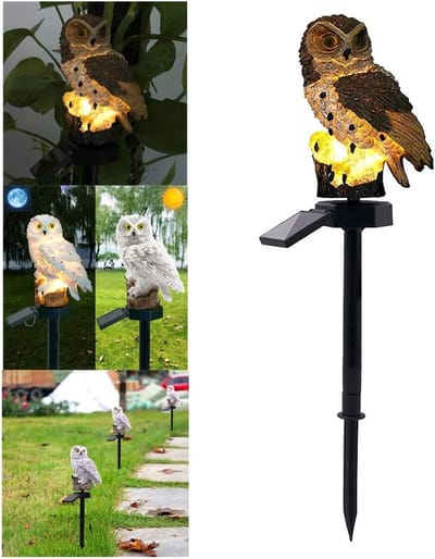 Zonne-energie Tuinlamp voor Buiten, Waterdichte Decoratieve Verlichting voor Tuin en Pad, Uil Ontwerp, Grijs, Energiezuinig en Duurzaam