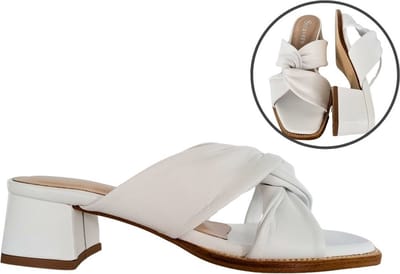 Stravers- Stijlvolle Slippers met Blokhakje Maat 42 Dames Grote Maten Muiltjes Wit