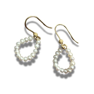 Oorbellen - oorhaken - 925 sterling zilver - silver - 14 karaat goud verguld - gold plated - natuurlijke parel