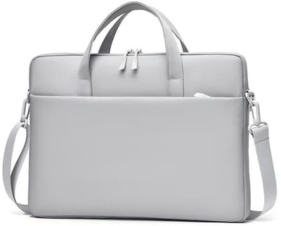 Laptoptas -Laptoptas 14 inch PU Leder Grote Capaciteit Schouder- Business & Casual - PU Leder - Grote Capaciteit - Schouder- & Handtas - Voor Dames & Heren - Grijs
