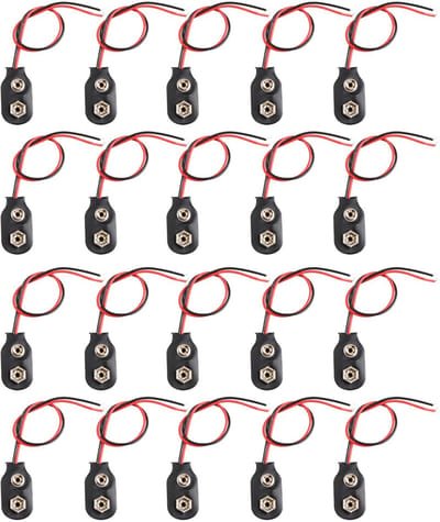 Dailygoody - 20Pcs Faux Lederen Batterij Houder - 9V I-Type - Hoogwaardige Kwaliteit - Zwart - Connector Kabels - Ideaal voor Elektronica - Set v