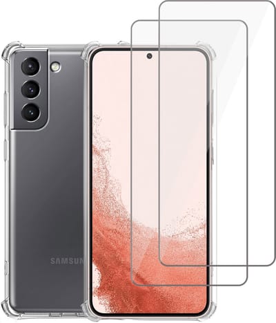 Hoesje geschikt voor Samsung S22 + Screenprotector – 2x Tempered Glass - Extreme Shock Case Transparant