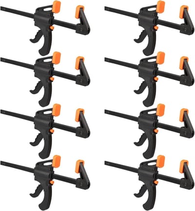 8 Pack 8 Inch F Bar Clamp, Medium Duty 160 lbs One Hand Clamps/Spreader, Bar Clamps for Woodworking, Crafting, by GENHAKON