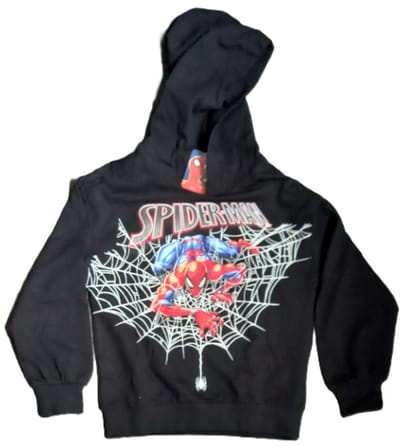 Spiderman hoodie - sweater - zwart - capuchon - trui - katoen - maat 128 - 8 jaar