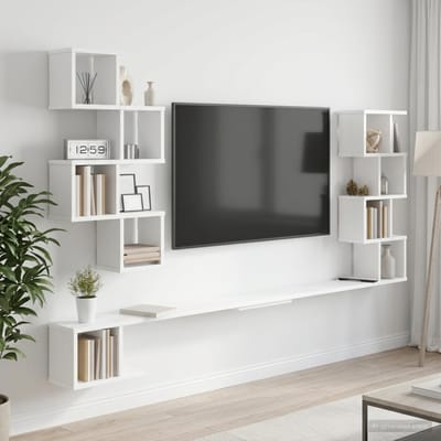 vidaXL - Wandgemonteerd - TV - Rek - Wit - 180 - x - 15 - x - 94 - cm - Bewerkt - hout