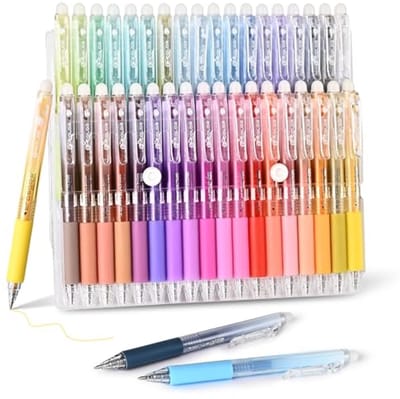 36 Gekleurde Uitwisbare Gelpennen - Fijne Punt van 0,7 mm - Intrekbare Pennen met Gum voor Gemakkelijk Schrijven en Tekenen