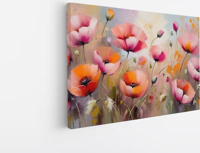 Saammp Canvas Schilderij - Oranjetinten - Bloemen - Abstract - 30x20 - Foto op canvas - Wanddecoratie - Muurdecoratie Woonkamer - Kantoor Decoratie