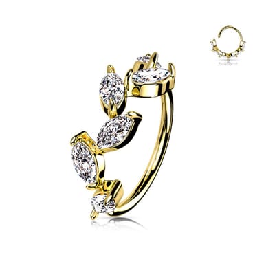 Buigbare ring 6 Marquise CZ Vine 0.8X8 - goud - LMPiercings