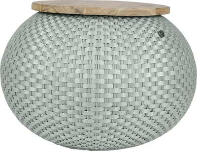 Handed By - Poef met opbergruimte - Opberger - Rond - Opbergpoef -Hocker - Bijzettafel - Halo - lichtgroen - eucalyptus