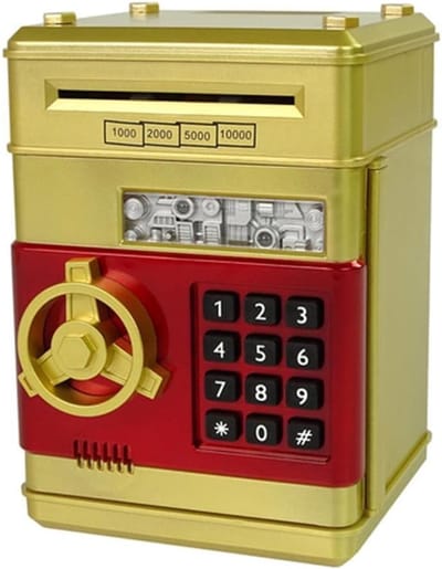 Elektronische Kluis - Spaarpot Kinderen - Geld Leren - Automatische Muntenteller - 14x13x19 cm - Goud