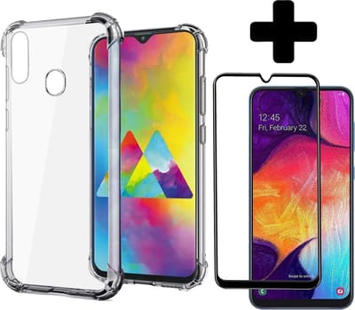Hoesje - Met Screenprotector - Geschikt voor Samsung Galaxy A20e - Sterk & Shockproof - Back Cover - Siliconen Case - Telefoon Hoes - Shock Proof - Telefoonhoes - Transparant