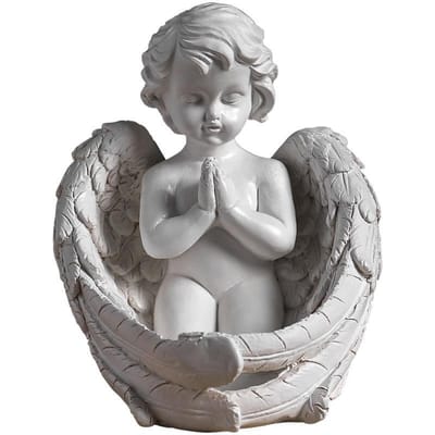 Schattige Retro Engel Kandelaar Ornamenten Europees-stijl Huis Woonkamer Bureau Entree Kaars Cup Decoratie Decoratie gray