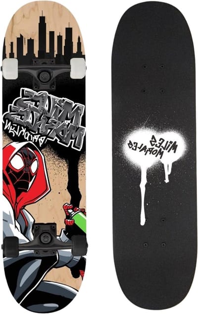 Houten Skateboard - Longboard Jongeren - Skeeleren Buiten - Antislip Deck - 79 cm - Spider-Man Miles Morales