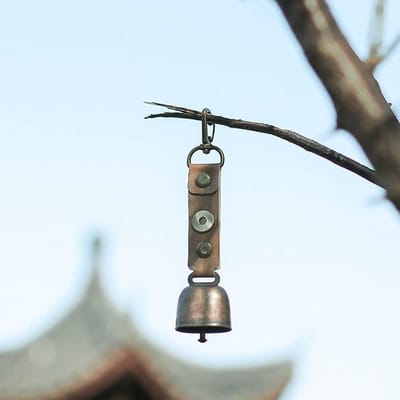 Draagbare metalen kokoskoolbel voor honden zindelijkheidstraining, decoratieve hangende chime voor thuis en buitengebruik, ideaal voor camping en tent.