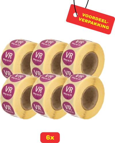 6 X HACCP datumstickers met Vr weg op Zo - 6 x 500 stickers - Voordeelverpakking!