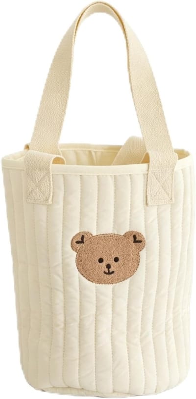 Luiertas - Baby tas - Baby verzorging - Borduursel beer - 26 x 16 cm - Beige